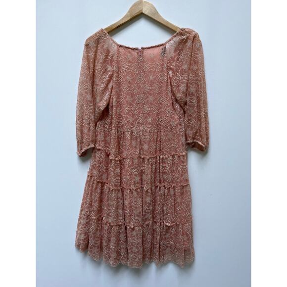 Johnny Was Biya CHELLY Embroidered Tiered Mesh Dress Sz M - Picture 3 of 9